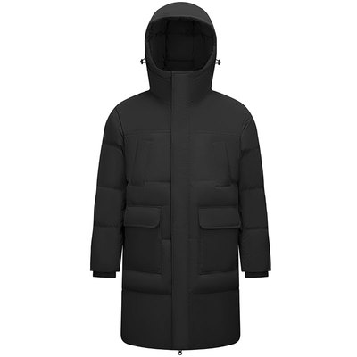 森马防水连帽厚外套长款羽绒服男