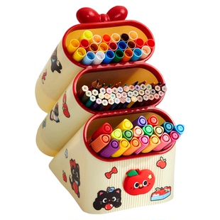 满足各种长度笔！斜插式笔筒儿童女孩学生桌面马克笔大容量收纳盒