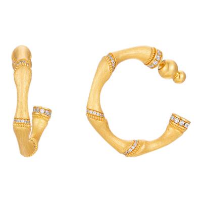 TWINSLULU古法拉丝竹节耳环