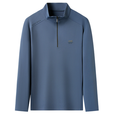 罗蒙春秋长袖t恤男士半拉链上衣