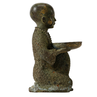 纯铜小和尚一休哥 跪地佛小沙弥家居搭配工艺品摆件古玩收藏品