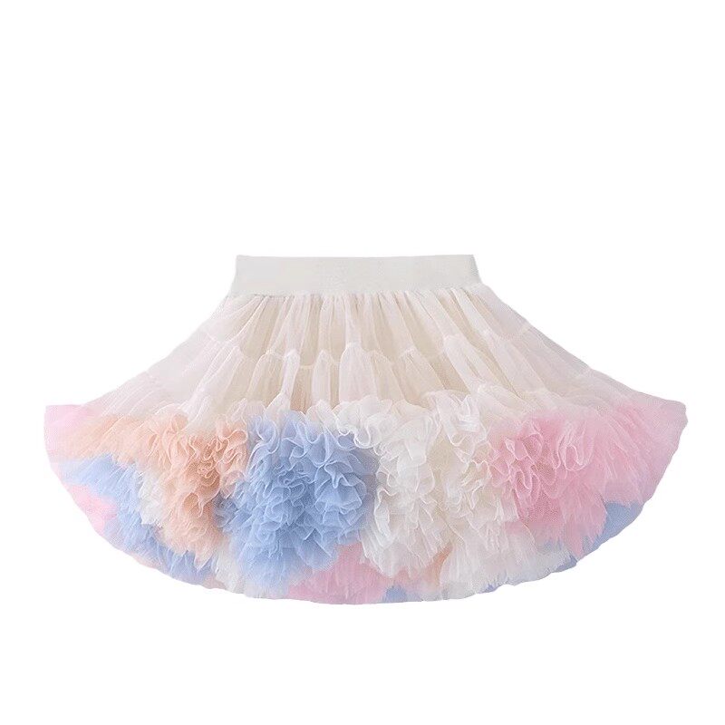 女宝宝半身网纱蓬蓬裙梦幻白彩色