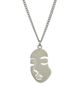 钛钢情侣人脸挂饰冷淡风项链