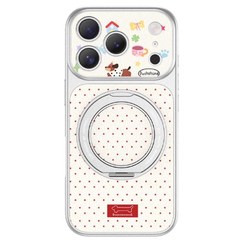 波点腊肠狗适用苹果18promax手机壳17pro新款iphone17promax可爱18pro磁吸带支架16pro卡通