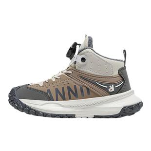 安奈儿男童鞋子运动鞋2026新款皮面防水高帮加绒鞋儿童二棉鞋冬季