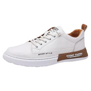 头层牛皮休闲皮鞋男士真皮透气小白鞋男款平板鞋百搭潮流鞋子男鞋