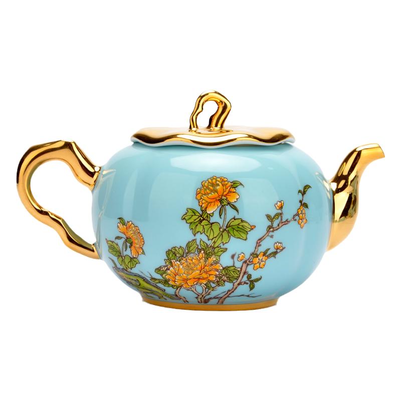 国瓷永丰源夫人瓷西湖蓝6/7头茶具套装茶壶茶杯盖碗茶具散件