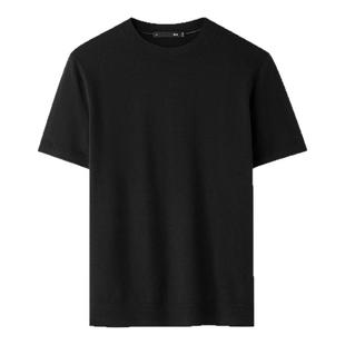 HLA/海澜之家轻商务含羊毛短袖针织衫25秋冬新休闲黑色保暖毛衣男