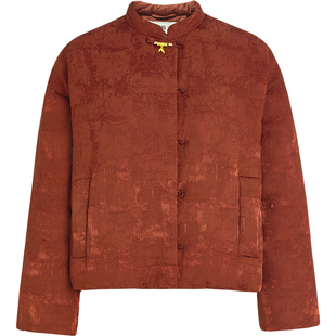 QS秸熙2025冬新款气质轻国风新中式立领羽绒服设计感提花保暖外套