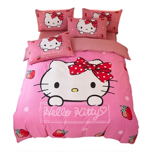 儿童四件套纯棉女孩艾莎公主定做床笠1.2m1.35床单被套三件套卡通