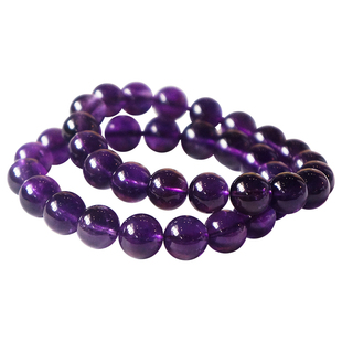 PLSTONE普琳丝天然水晶7A+冰种乌拉圭紫水晶手链女紫色紫晶手串男