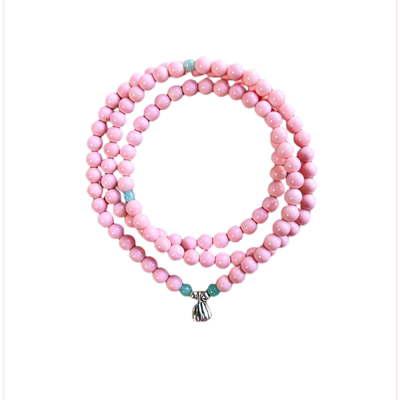 天然海洋宝石粉贝珍珠贝三层手串