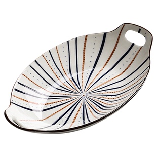 粉墨居舍日式陶瓷鱼盘家用2026新款大号网红双耳蒸鱼盘子菜盘餐具