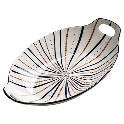 粉墨居舍日式陶瓷鱼盘可进微波炉