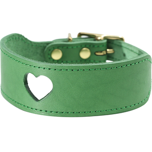 Meige 真皮项圈小灵缇惠比特宽围脖爱心脖圈宠物狗项圈脖圈