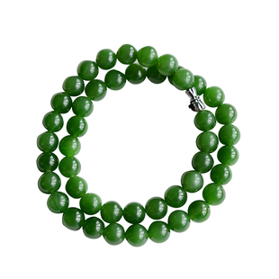 新疆和田玉项链碧玉项链吊坠和田玉毛衣链子玉石圆珠女士挂件正品