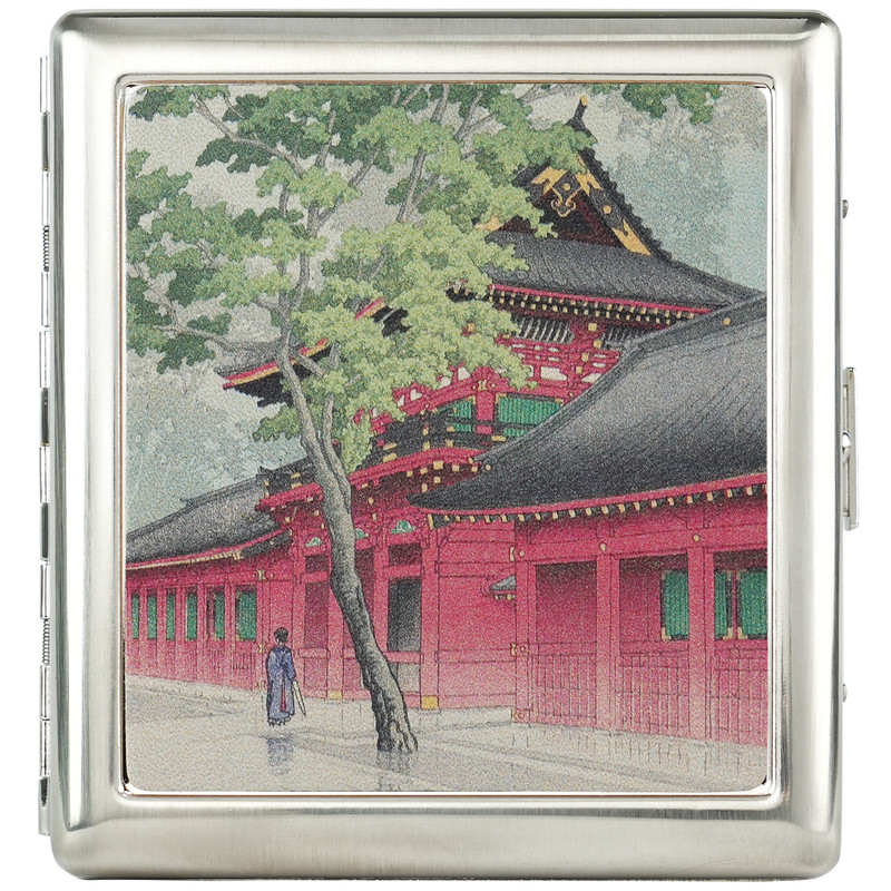 新品日本PRINCE王子复古日式风格画牛皮香烟盒抗压保护烟夹子