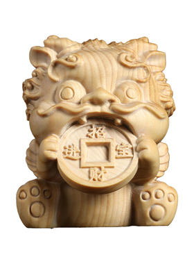 黄杨木雕貔貅吞宝招财摆件新中式