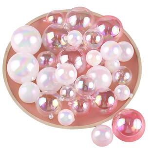 烘焙装饰ins唯美粉色炫彩透明球生日派对蛋糕装饰创意甜品台插件