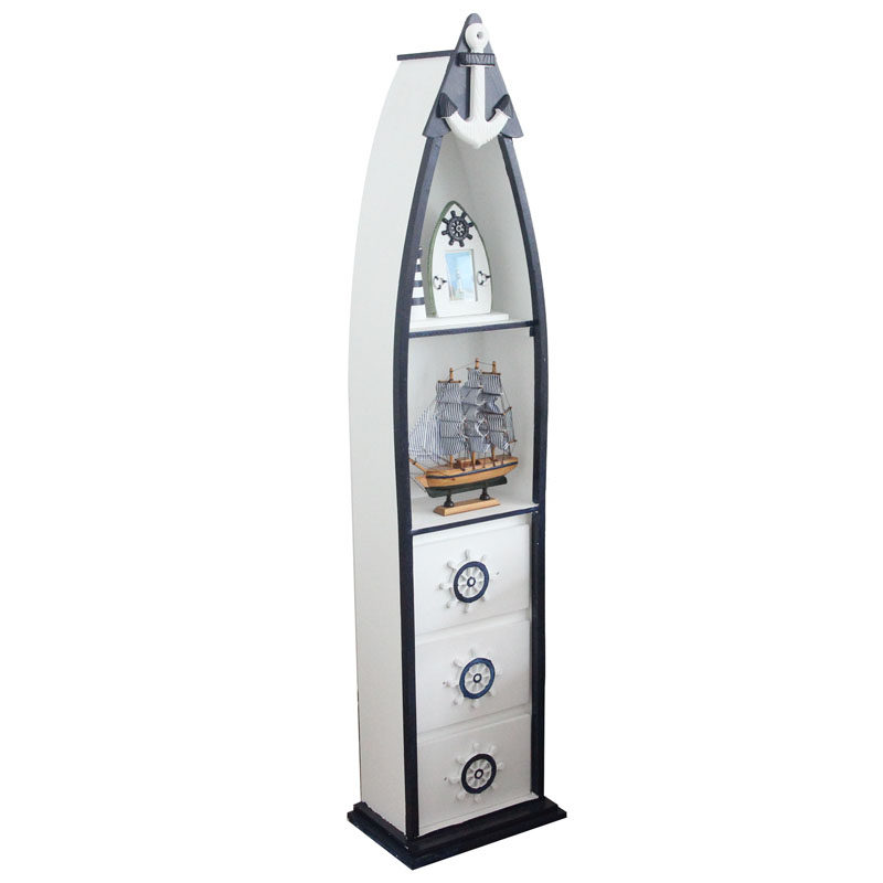 创意简约收纳储物窄柜子30cm儿童地中海床头柜客厅卧室实木船柜子