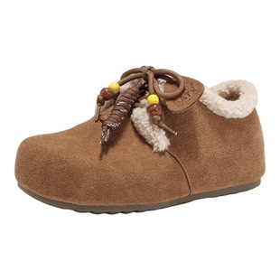 星期六加绒勃肯鞋女全包2025款冬季棕色美拉德厚底增高棉鞋毛毛鞋