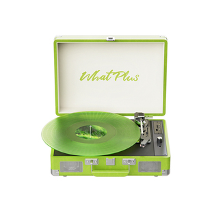 WhatPlus问加 P1牛油果绿 黑胶唱片机留声机蓝牙音响便携皮箱款