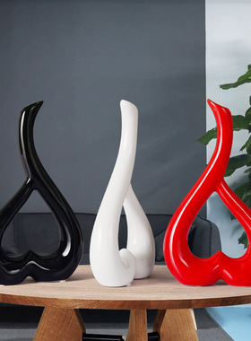 现代家饰 新房摆件 婚房摆设 工艺礼品 陶瓷花瓶 装饰品 心形花插