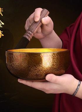 紫金铜钵音疗颂钵手工钵瑜珈冥想佛音碗铜磬钵盂摆件铜碗静心送礼