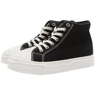 Semir帆布鞋女款2025秋冬季休闲鞋子女黑色厚底布鞋ins潮百搭板鞋