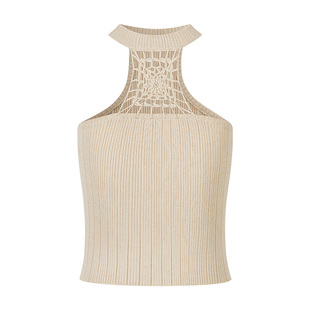 创世纪元【苔痕织】手工钩花针织抹胸上衣夏日热辣一体式挂脖背心