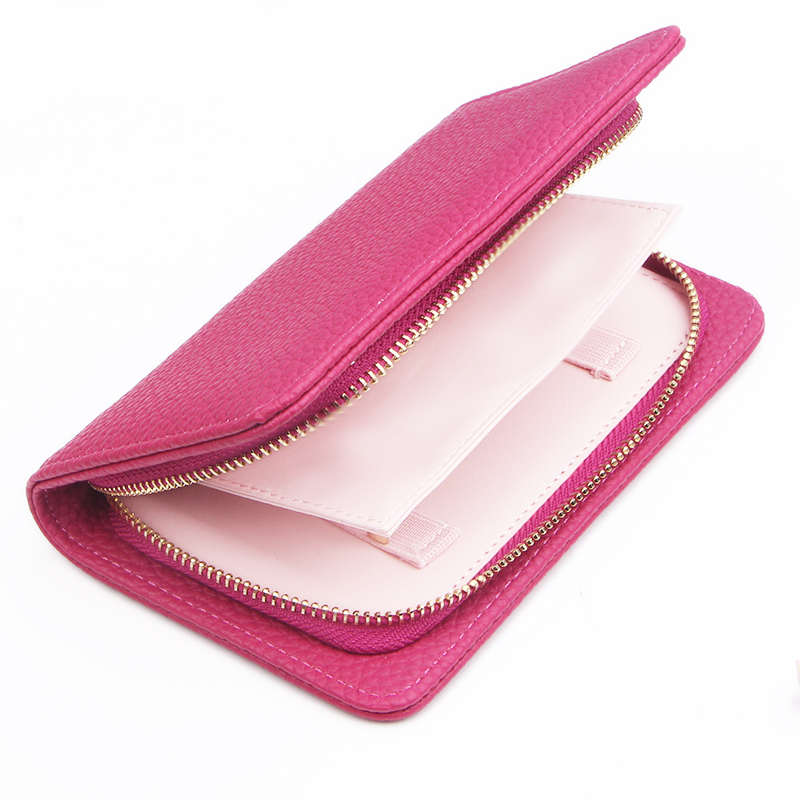 钩针包/可钩牌玫红色钩针收纳包/p皮革拉链钩针工具包