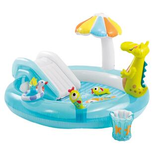 INTEX加厚游泳池钓鱼池充气球池宝宝戏水池泳池家用带滑梯泳池
