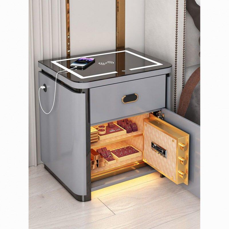 保险柜床头柜一体多功能卧室轻奢简约音箱指纹保险箱床边免安装