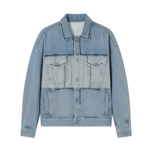 NUMBER HERE14盎司重磅牛仔夹克男女同款水洗撞色外套NH24V071