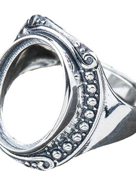 s925银男士女士纯银琥珀戒指空托