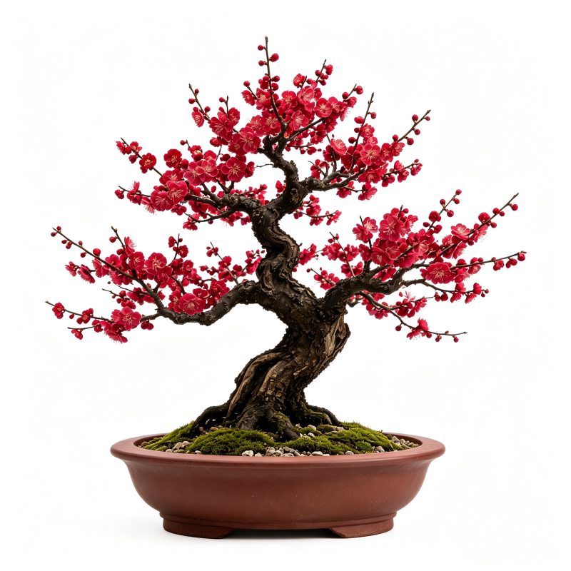 原生老桩红梅花香盆景耐寒带花苞