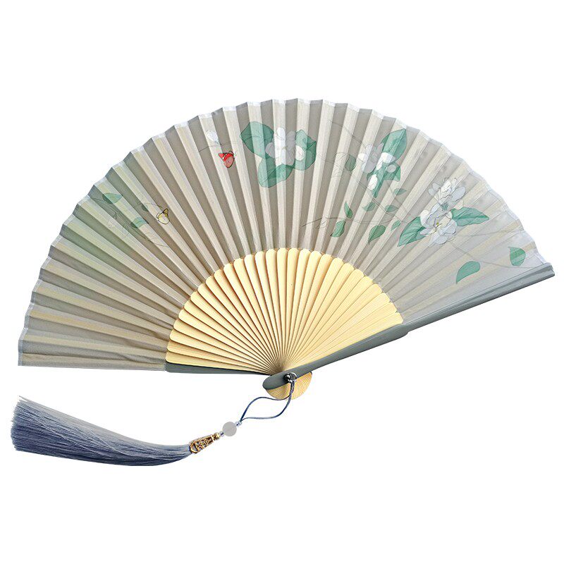 古风扇子汉服旗袍折扇中国风女扇夏折叠扇小竹扇茉莉栀子花舞蹈扇