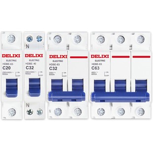 德力西空气开关家用旗舰款空开1P2P断路器63A短路过载保护总电闸