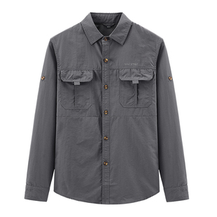 夏季速干衣男户外工装长袖衬衫男休闲宽松运动套装薄款订制印logo