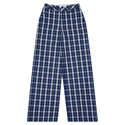 CalledBack蓝色格子休闲裤