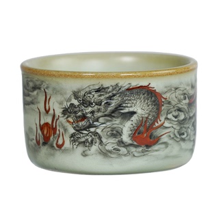 汝瓷手绘厚胎主人杯墨龙汝窑开片手工绘画可收藏省工大师定制茶杯