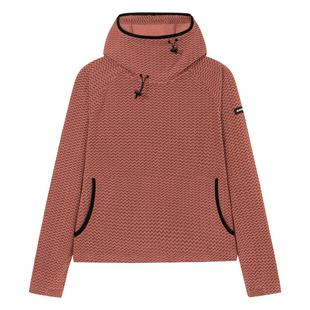 拓路者绒感连帽长袖中间层秋冬户外运动轻量宽松保暖套头抓绒衣女