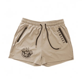 肌肉男运动健身狗短裤跑步训练深蹲田径速干三分拉链口袋沙滩裤子