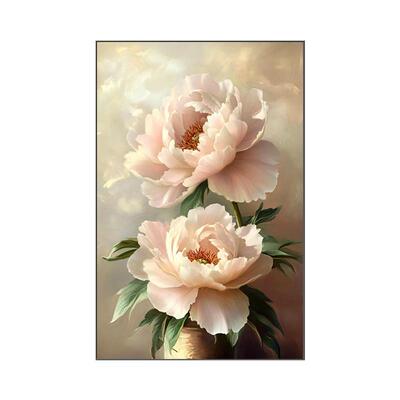 牡丹花客厅装饰画高级感落地画