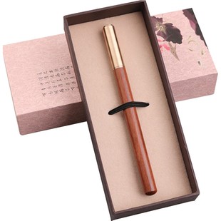 中国风复古典红木签字笔礼盒金属黄铜中性笔实木商务签单笔定制LOGO刻名字企业团购年会礼品送老师礼物教师节