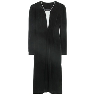 Garbociaga龙喜儿 秀场达人 网纱深V领晚礼服赫本丝绒连衣裙 0328