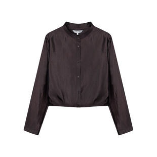 loeuvre25秋新款露肩两穿长袖衬衫轻熟风纯色通勤上衣女 SW5XB278