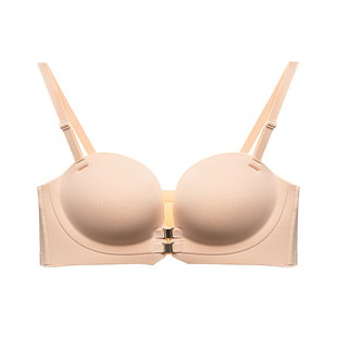 双前扣聚拢显大增厚3.5CM小胸升杯软糯厚底内衣女半包可拆卸肩带