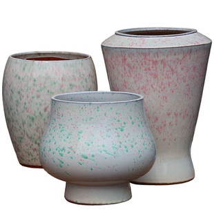 手工粗陶大号高老桩陶瓷花盆大口径透气粗陶盆九尾狐三角梅绿植盆