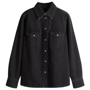 HM女装衬衫春季长袖空调衫薄外套牛仔衬衣上衣1258303